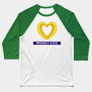 Monkey Love Banana Heart Baseball T-Shirt